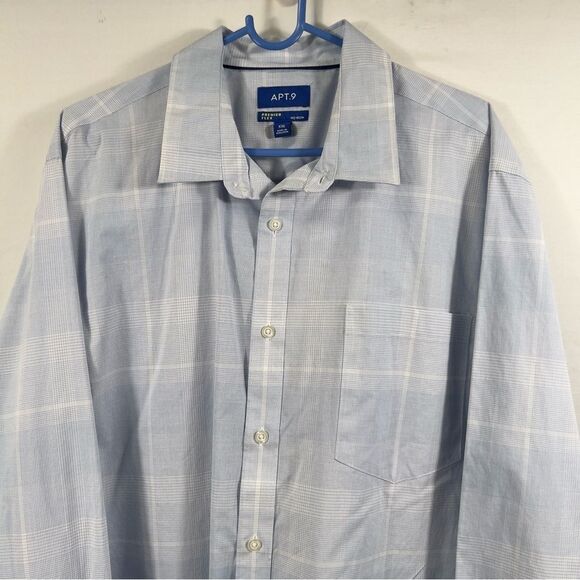 Apt. 9 Light Blue Plaid Flex Long Sleeve Button-Up Shirt 0699 - Picture 2 of 6